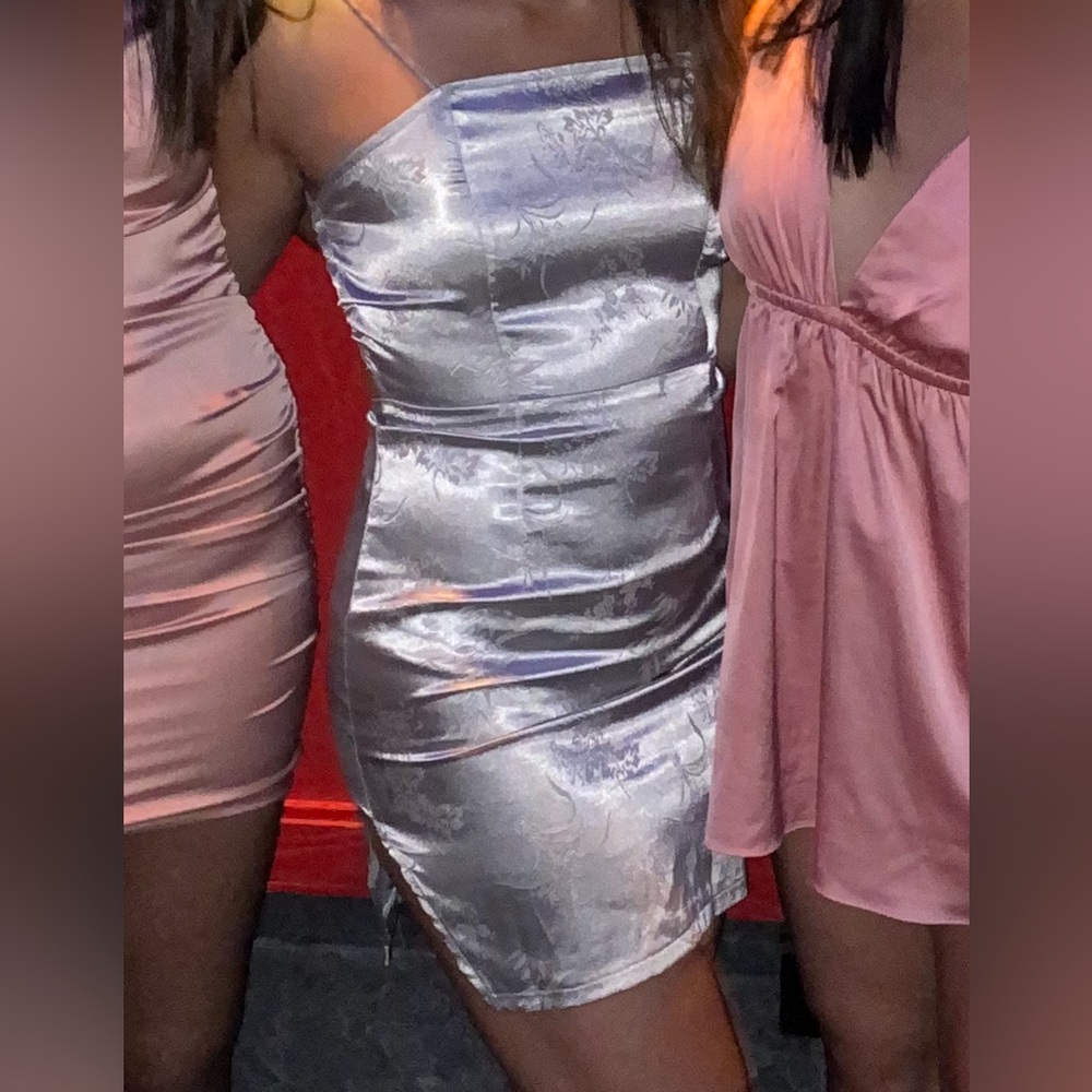 Silver Pretty Little Thing mini dress